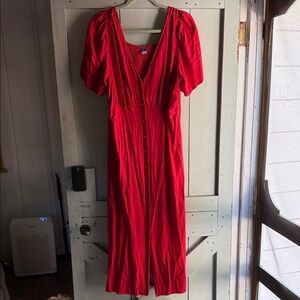 Old Navy Elegant Red Button-Down Dress